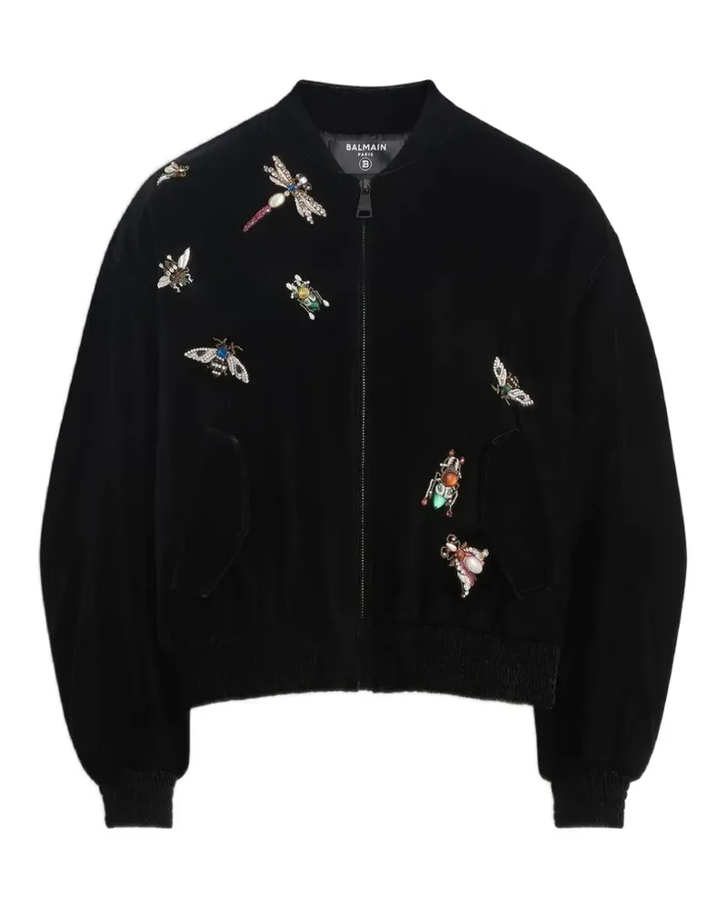 Balmain Bomberjacke aus Samt - Schwarz Schwarz