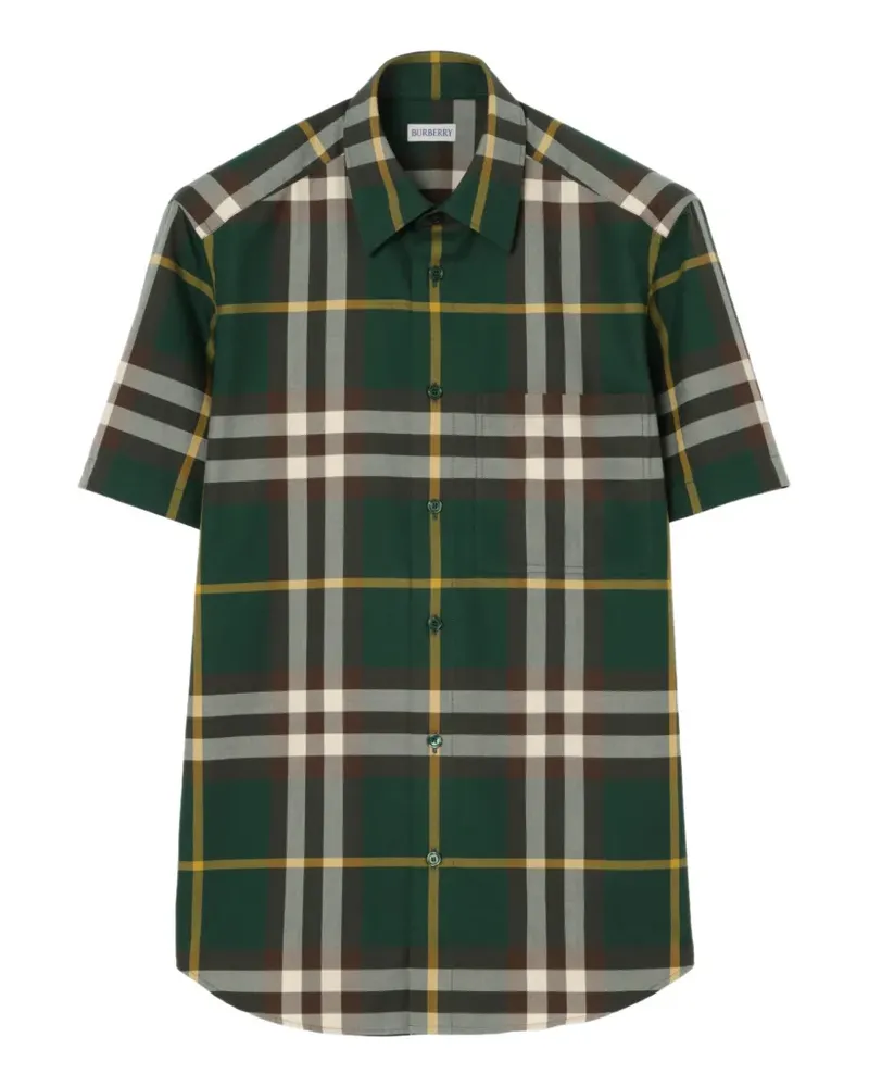 Burberry Klassisches Twill-Hemd mit Karomuster - Grün Grün