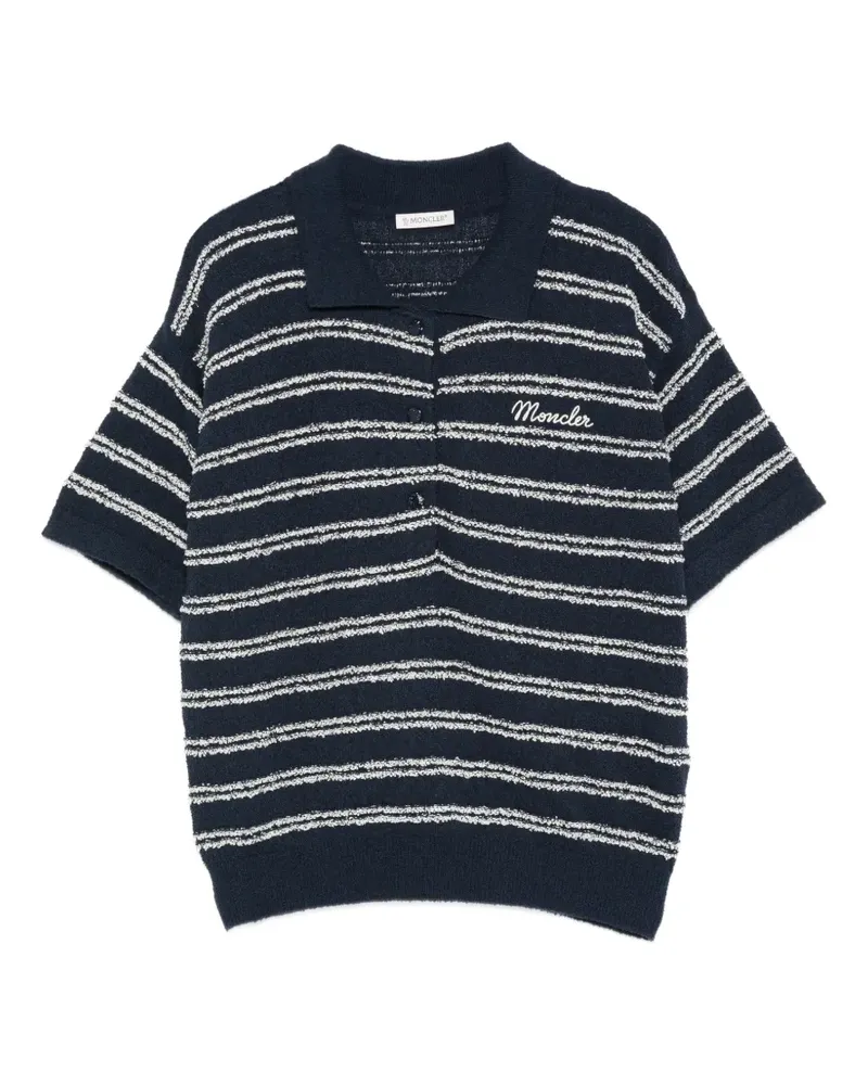 Moncler striped embroidered polo shirt - Blau Blau