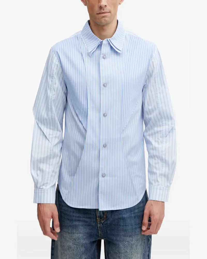 Andersson Bell stripe-pattern layered-detail shirt - Blau Blau