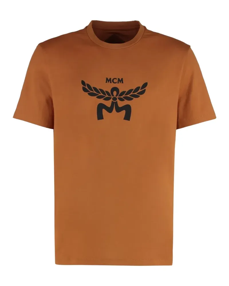 MCM logo-detail crew neck T-shirt - Braun Braun