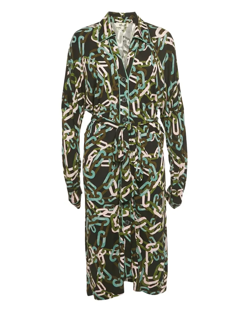 Diane von Furstenberg Midikleid mit Ketten-Print - Schwarz Schwarz