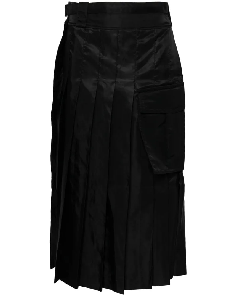 Sacai Twill-Midirock mit Falten - Schwarz Schwarz