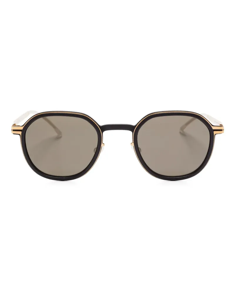 Mykita Birch Sonnenbrille mit goldfarbenem Detail - Schwarz Schwarz