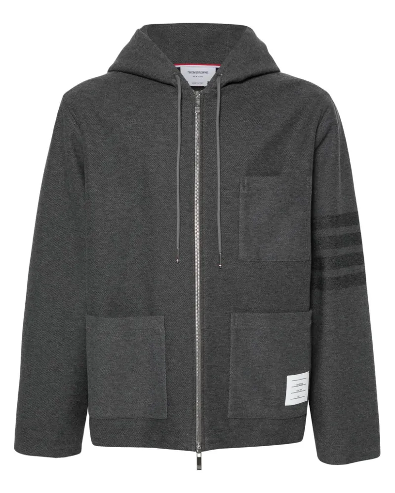 Thom Browne Kapuzenjacke mit Streifen - Grau Grau