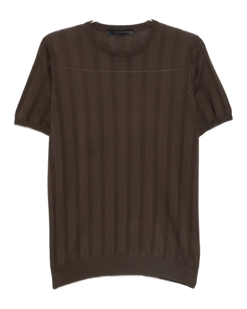 Jeordie's knitted short-sleeve cotton T-shirt - Braun Braun