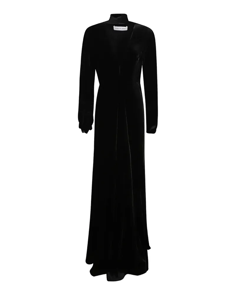 Raquel Diniz maxi velvet V-neck dress - Schwarz Schwarz
