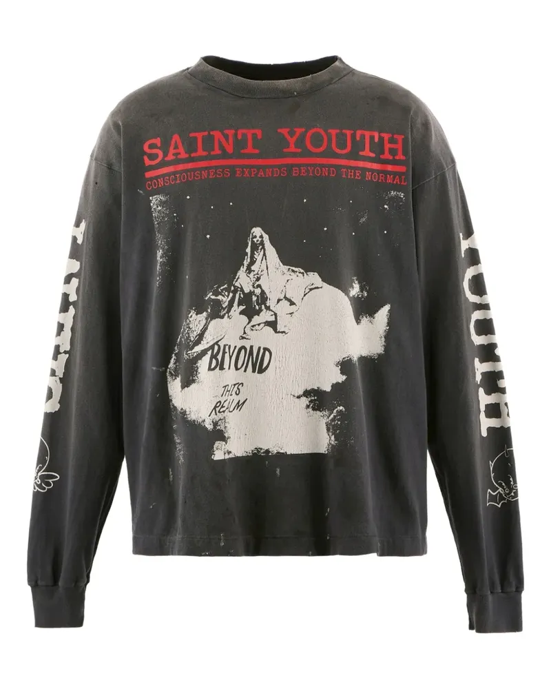 SAINT MXXXXXX graphic-print long-sleeve T-shirt - Schwarz Schwarz