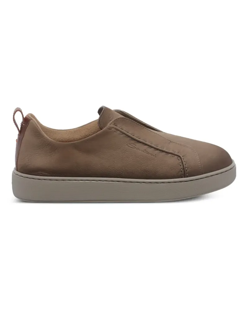 Santoni Slip-On-Sneakers aus Leder - Braun Braun