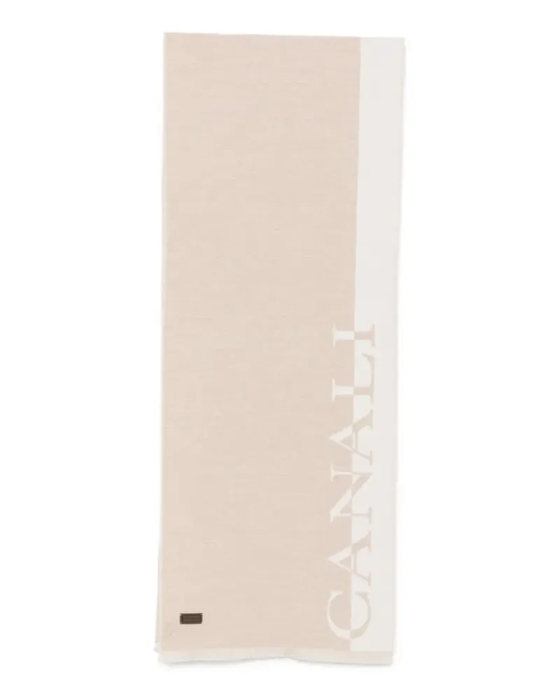 Canali Schal mit Logo-Print - Nude Nude