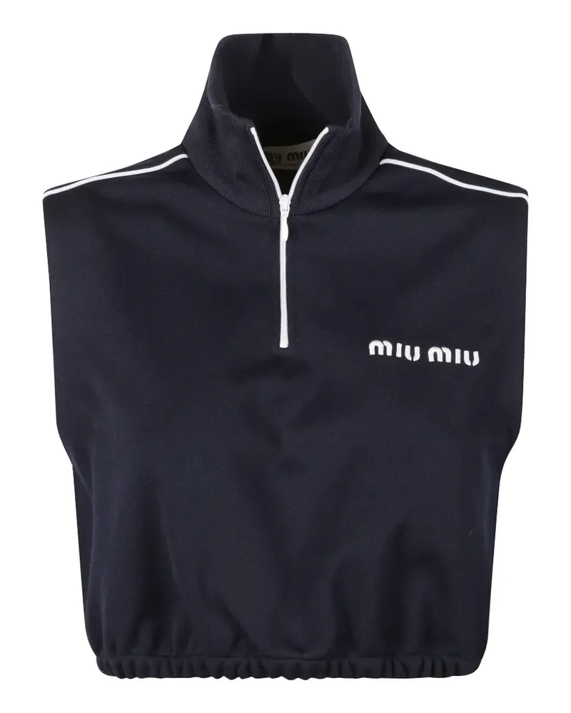 Miu Miu quarter-zip cropped vest - Blau Blau