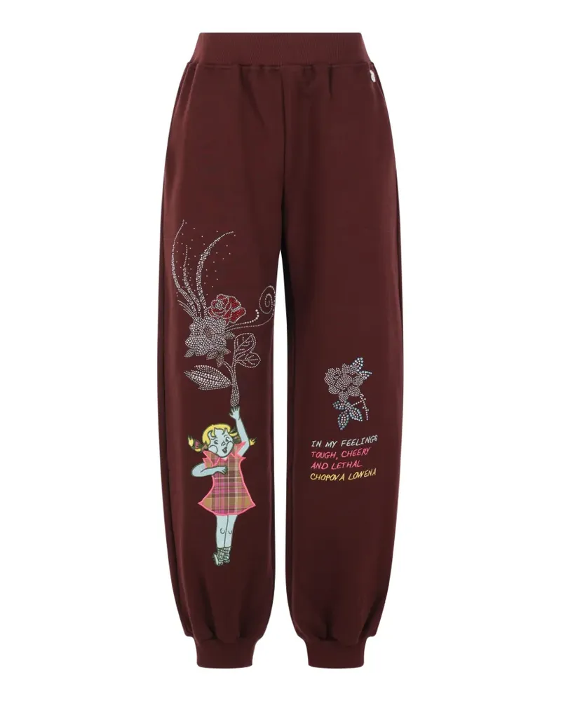 CHOPOVA LOWENA Verzierte Jogginghose mit grafischem Print - Braun Braun