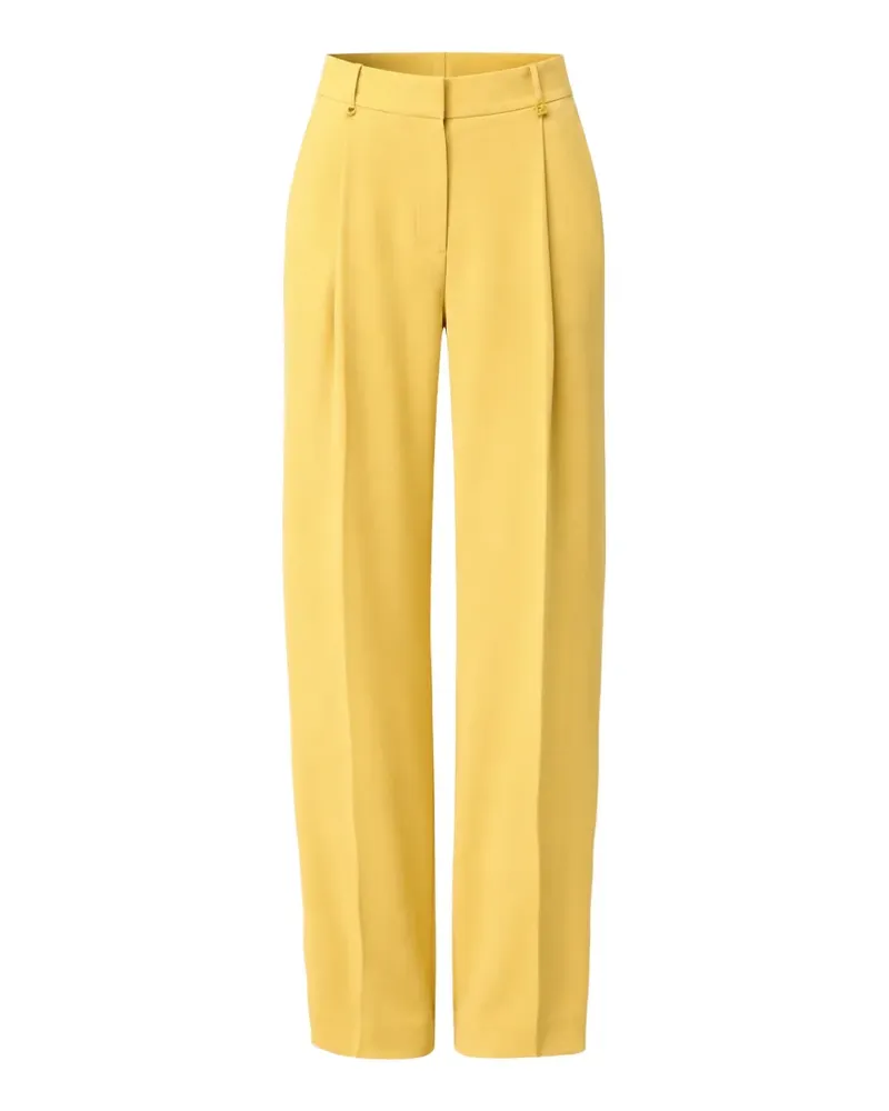 Elisabetta Franchi Hose aus Krepp mit Logo-Schild - Gelb Gelb