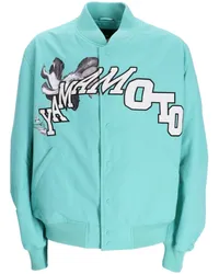 Y-3 Baseballkragen-Collegejacke mit Logo-Print Blau