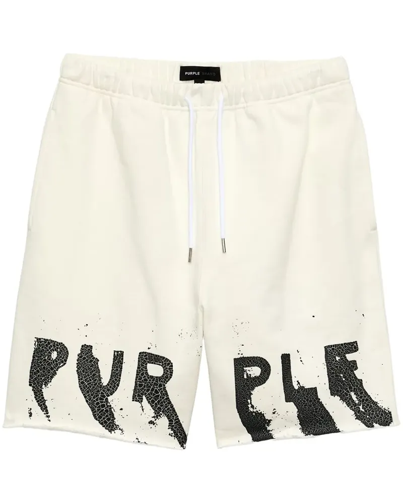 PURPLE BRAND Shorts mit Logo-Print - Weiß Weiß