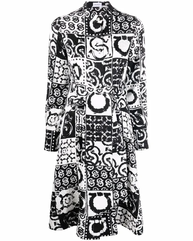 Ferragamo Hemdkleid mit Gancini-Print - Schwarz Schwarz