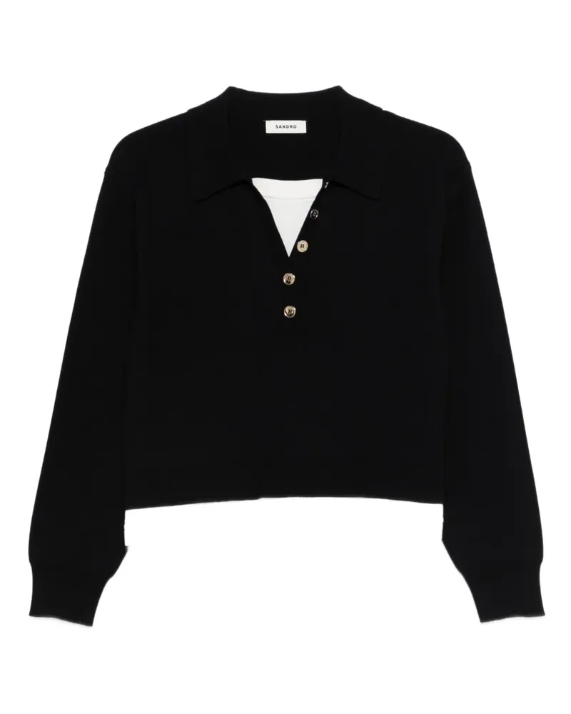 Sandro Geknöpfter Pullover mit Polokragen - Blau Blau