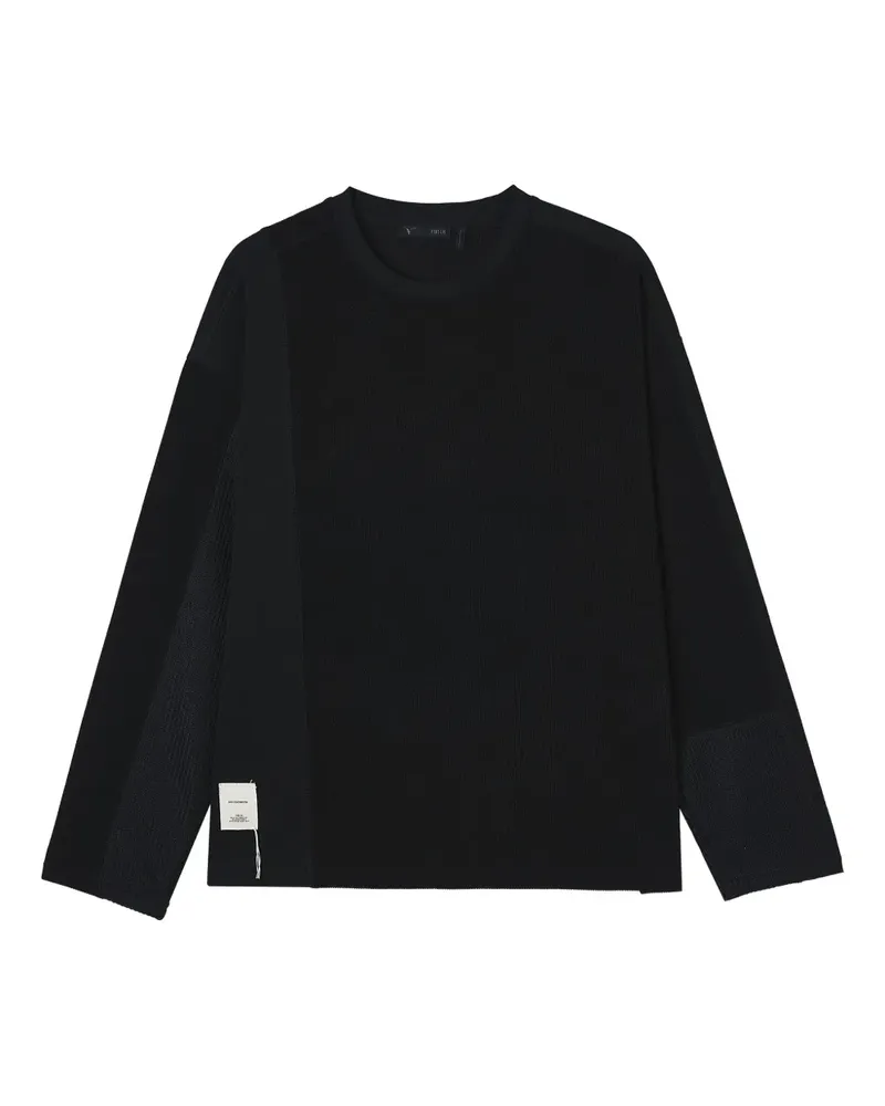FIVE CM T-Shirt mit gerippten Einsätzen - Schwarz Schwarz