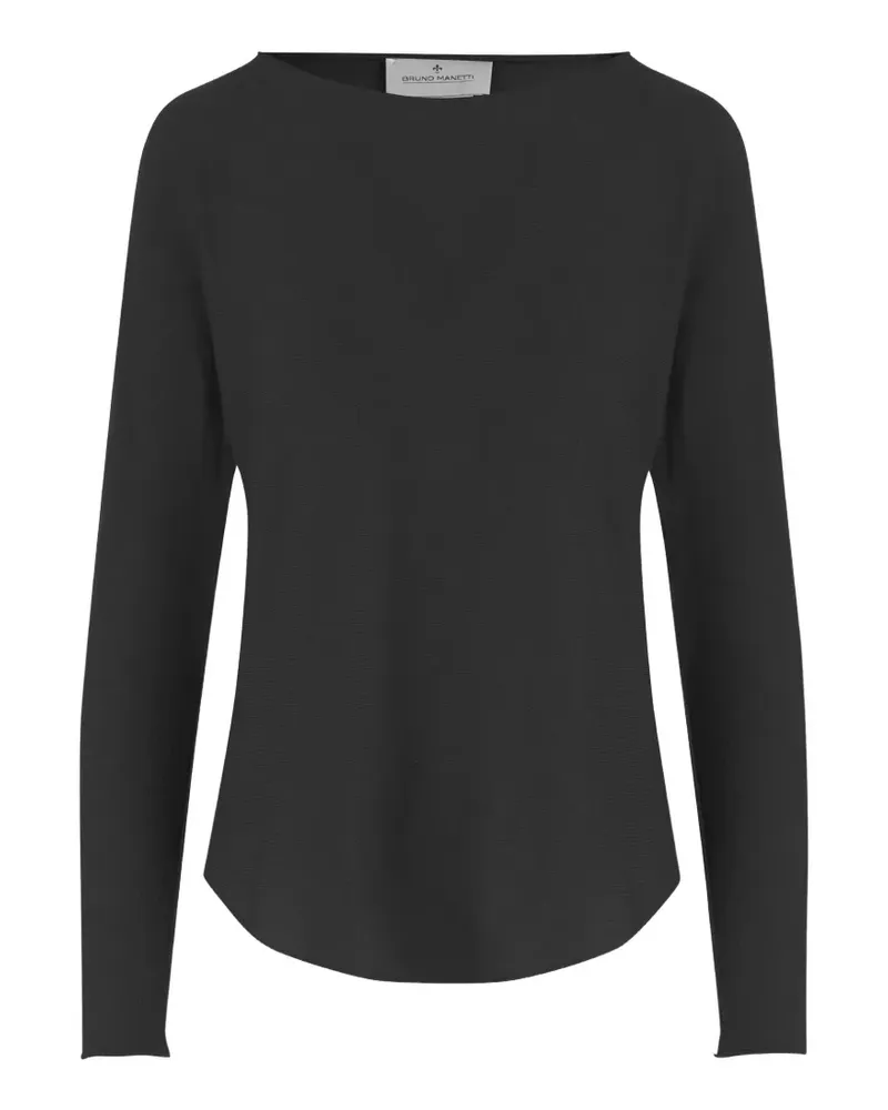 Bruno Manetti Langarmshirt mit Rundhalsausschnitt - Schwarz Schwarz