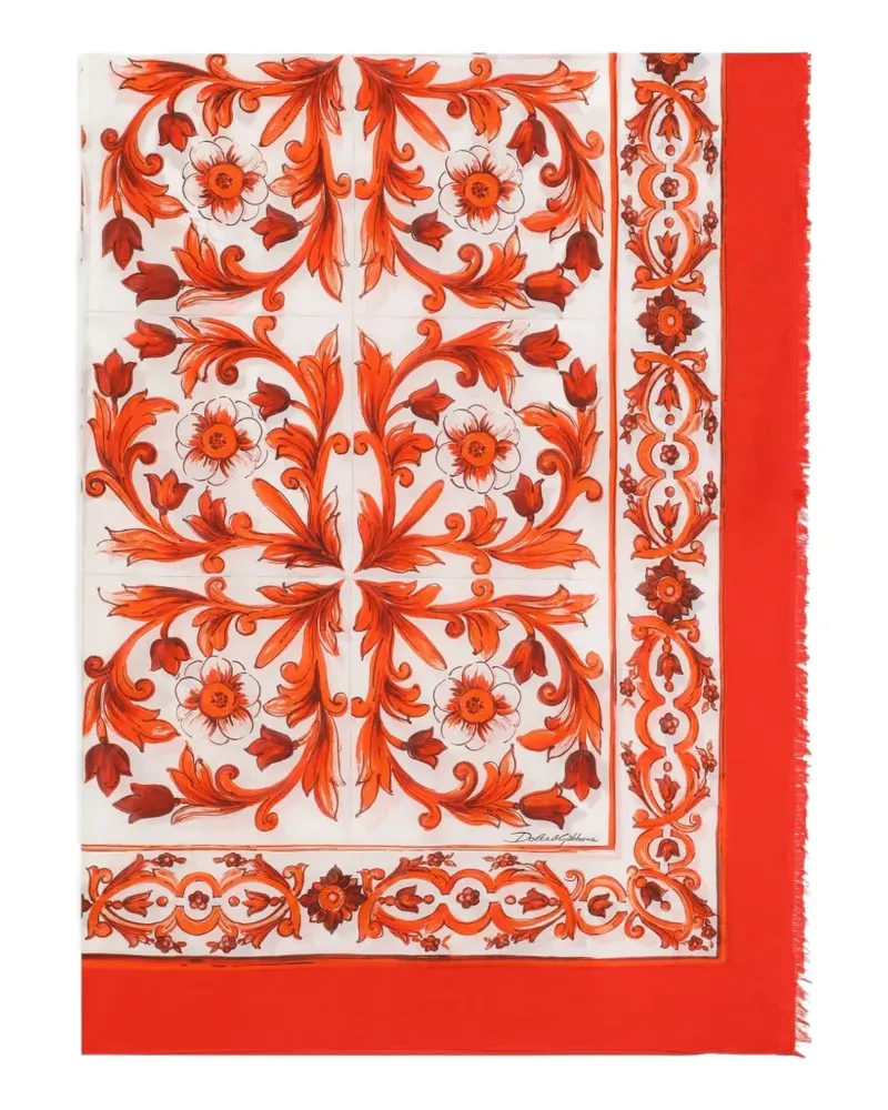 Dolce & Gabbana Batiste Sarong mit Majolika-Print - Weiß Weiß