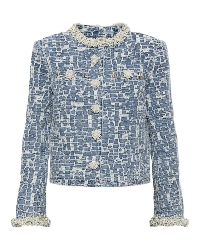 Self-Portrait blue textured denim jacket - Blau Blau