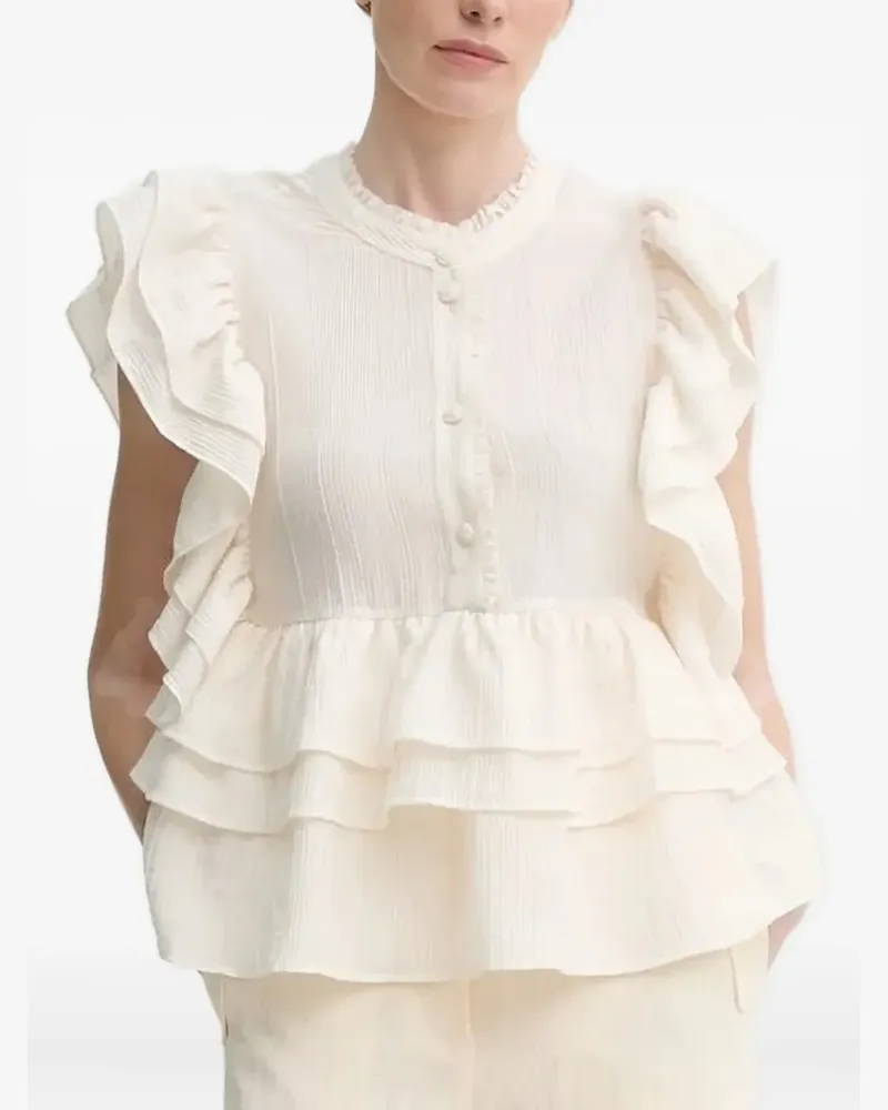 MUNTHE Gestufte Fulton Bluse mit Rüschen - Nude Nude