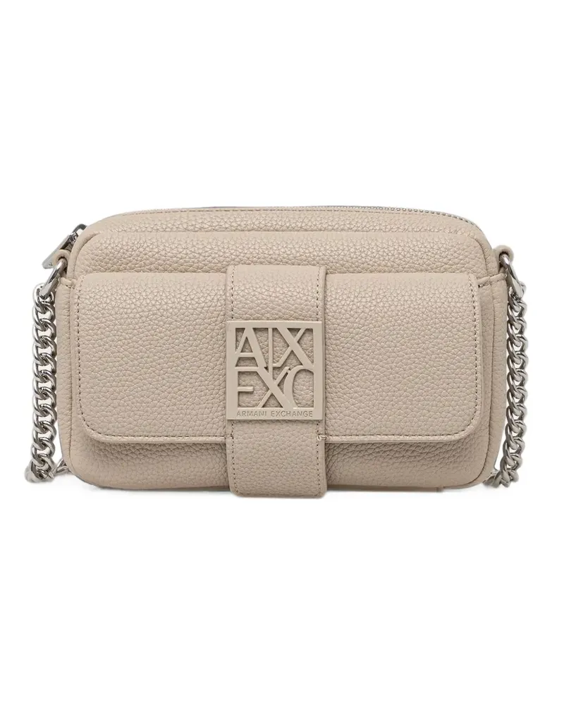Armani Exchange Camera logo-plaque pebbled mini bag - Nude Nude