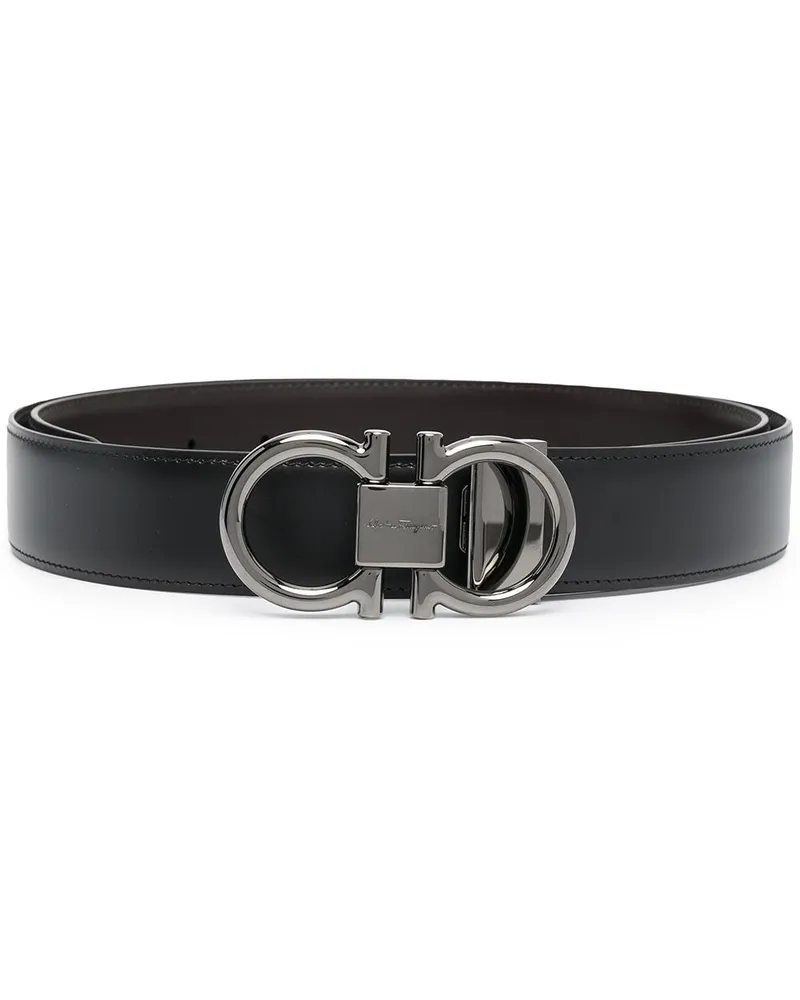 Ferragamo Wendbarer Gancini Gürtel - Schwarz Schwarz