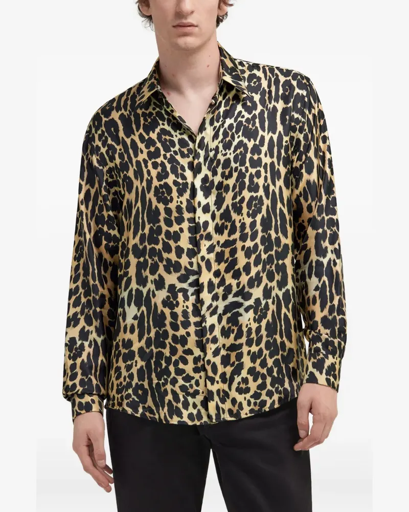 Roberto Cavalli Seidenhemd mit Leoparden-Print - Braun Braun