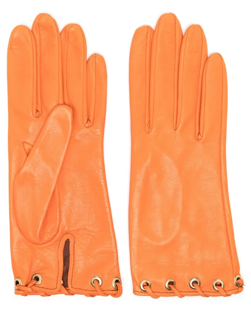 Manokhi Handschuhe mit Ziernähten Orange