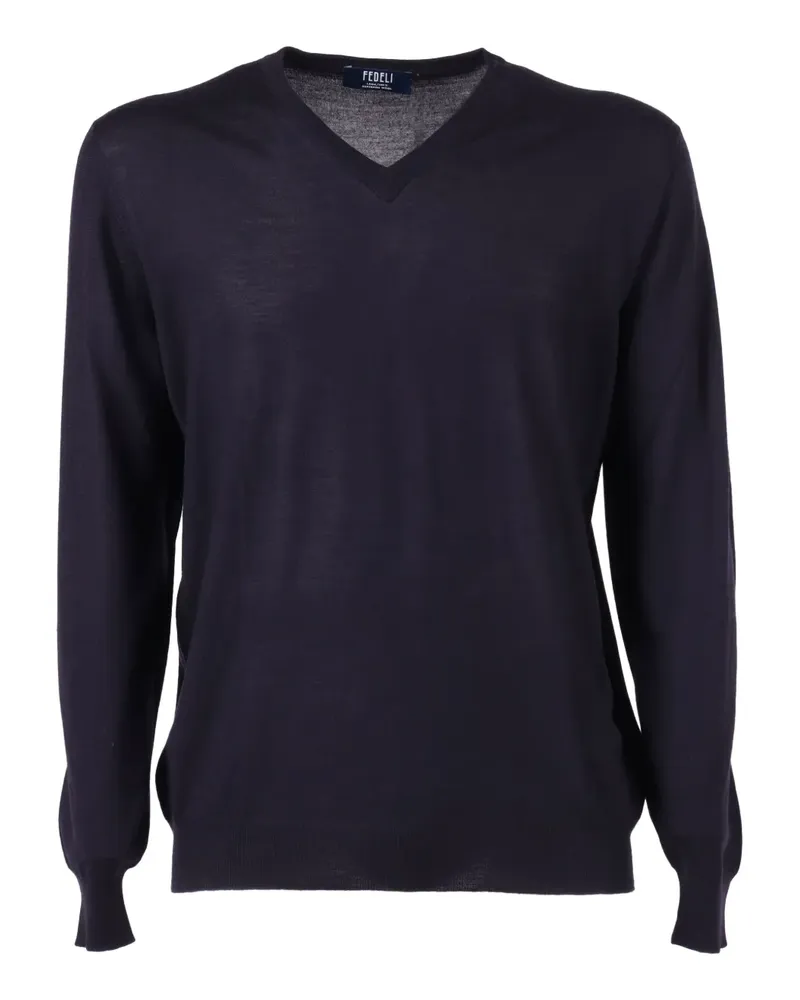 Fedeli V-neck sweater - Blau Blau