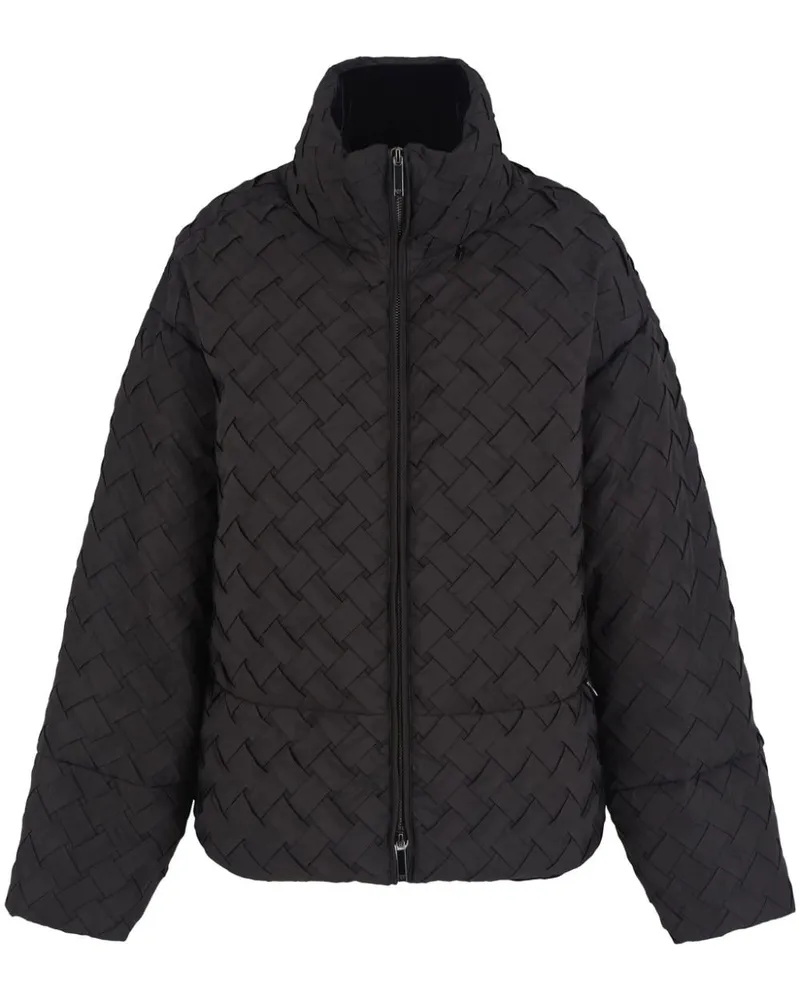 Emporio Armani Stehkragen-Jacke aus Korbgeflecht - Schwarz Schwarz