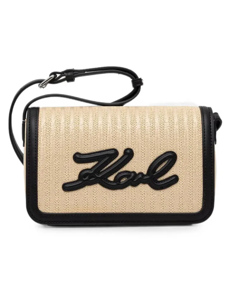 Karl Lagerfeld Karl Signature woven crossbody bag - Nude Nude