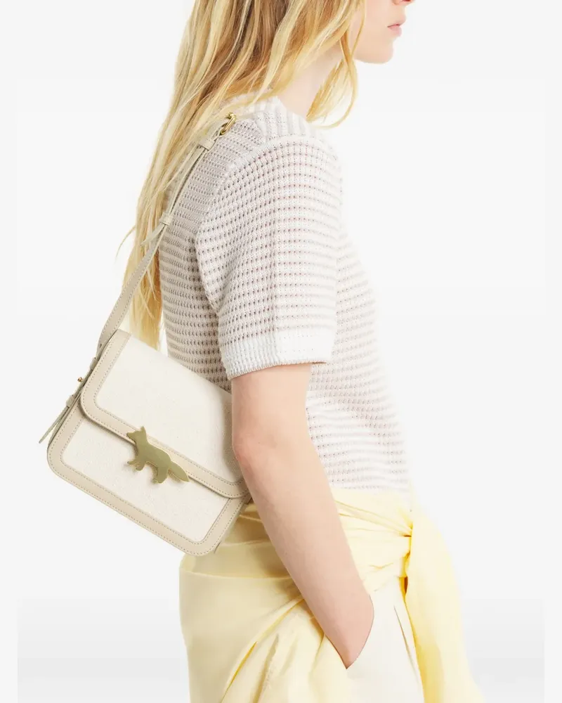 Kitsuné Edie fox-plaque leather-trim shoulder bag - Weiß Weiß