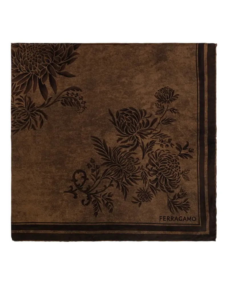 Ferragamo Seidenschal mit Blumenprint - Braun Braun