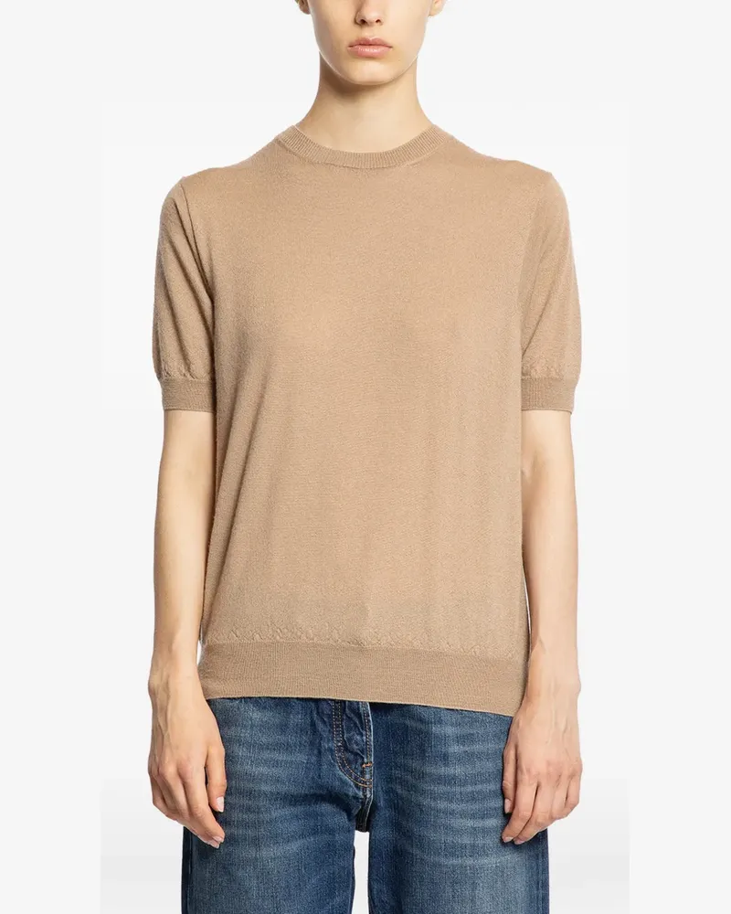 Prada short-sleeved cashmere sweater - Nude Nude