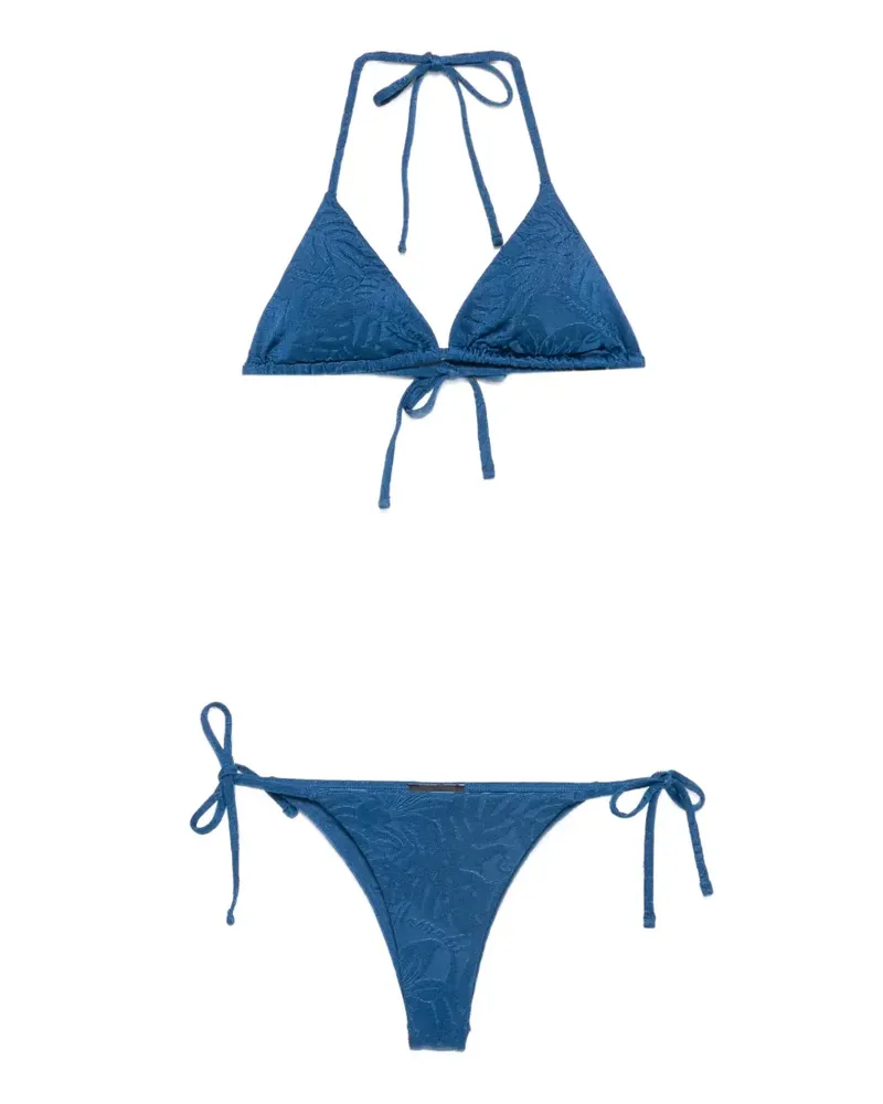 Emporio Armani floral-jacquard triangle bikini - Blau Blau