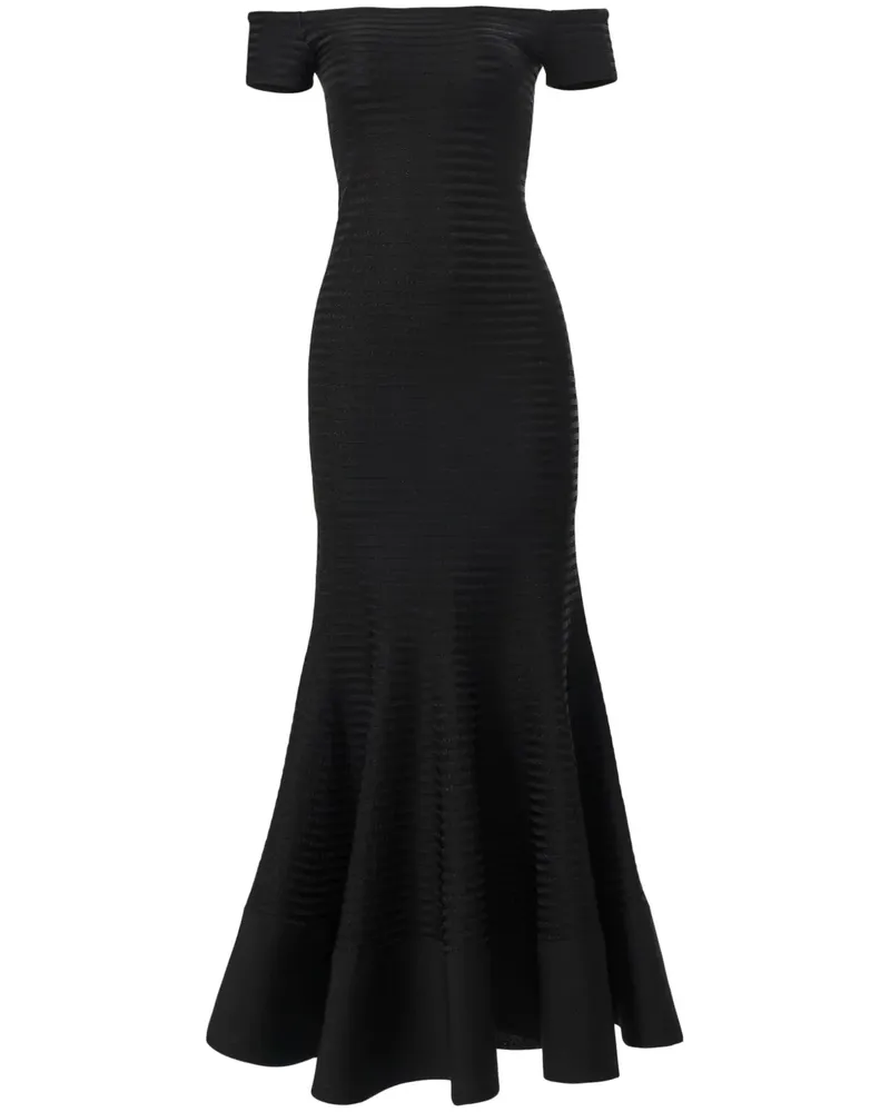 Carolina Herrera New York Schulterfreies Maxikleid mit Streifen - Schwarz Schwarz