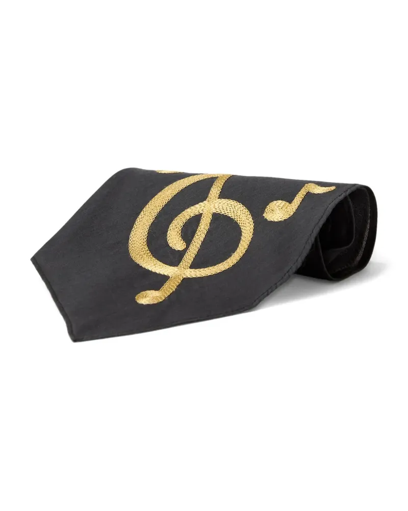 Ralph Lauren Krawatte mit Musiknoten-Stickerei - Schwarz Schwarz