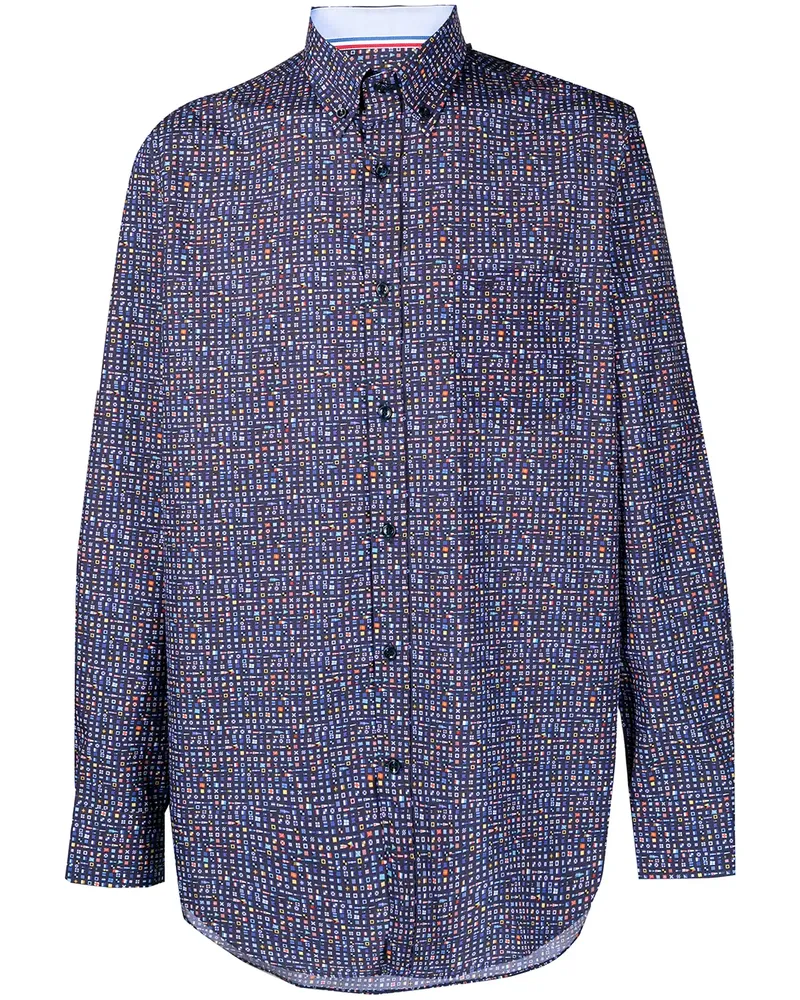 Paul & Shark Hemd mit Flaggen-Print - Blau Blau