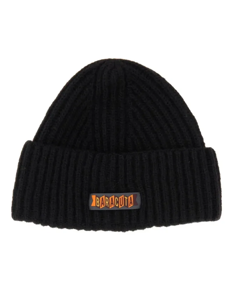 Baracuta logo-patch ribbed-knit beanie hat - Schwarz Schwarz