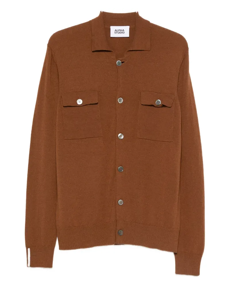 Alpha Studio Geknöpfter Cardigan mit Taschen - Braun Braun