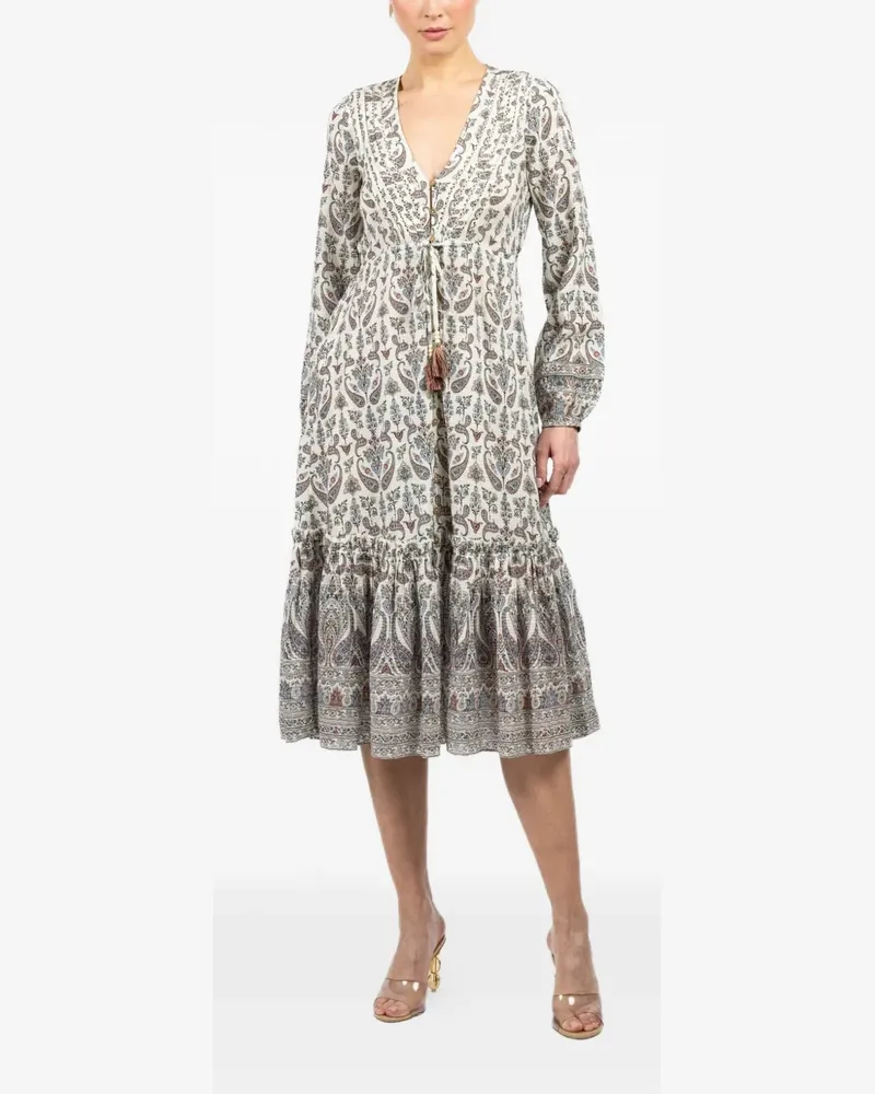Veronica Beard Vani tiered paisley-print midi dress - Nude Nude