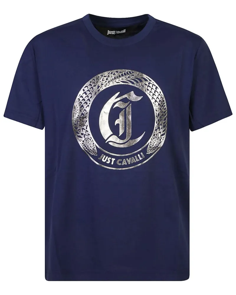 Just Cavalli Ghotic logo-print T-shirt Blau