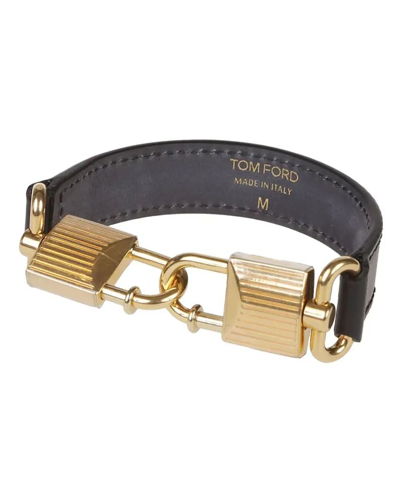 Tom Ford Lederarmband mit Schloss-Detail - Schwarz Schwarz