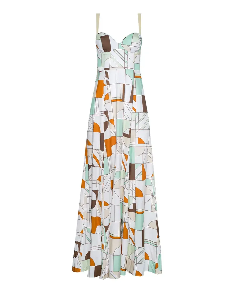 L'Agence Sutton geometric-print maxi dress - Weiß Weiß