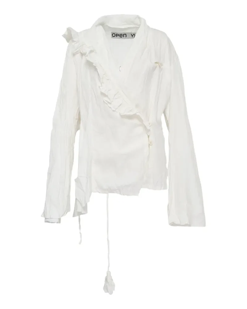 OPEN YY Unbalanced Bluse mit Rüschen - Weiß Weiß