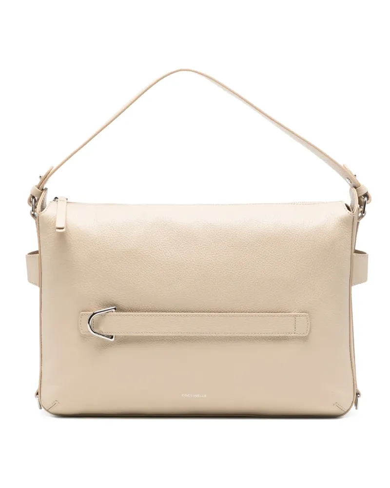 Coccinelle Schultertasche aus strukturiertem Leder - Nude Nude