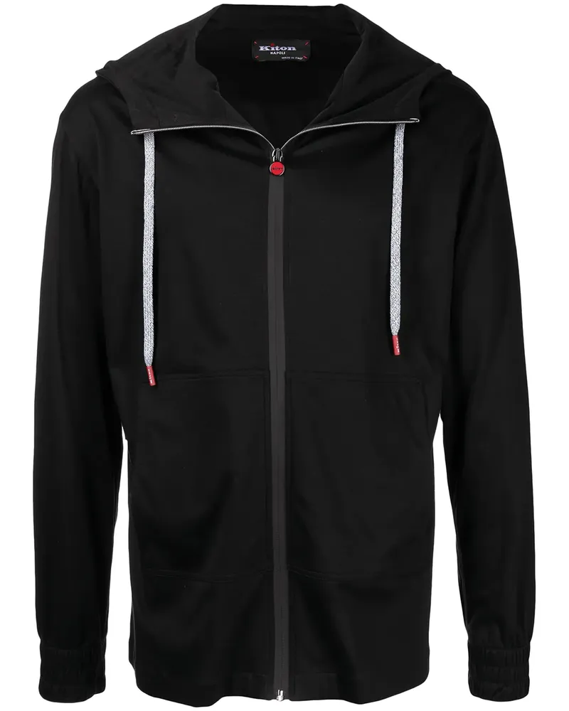 Kiton Hoodie mit Kordelzug - Schwarz Schwarz
