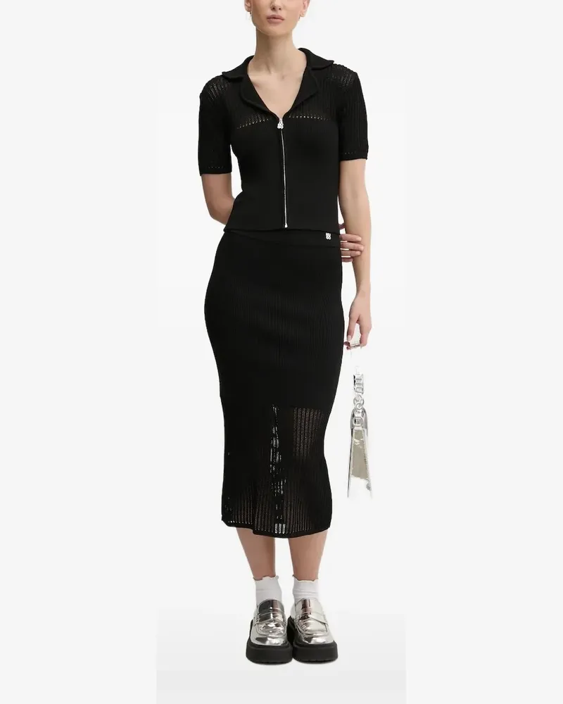 HUGO BOSS Geripptes Strickoberteil - Schwarz Schwarz